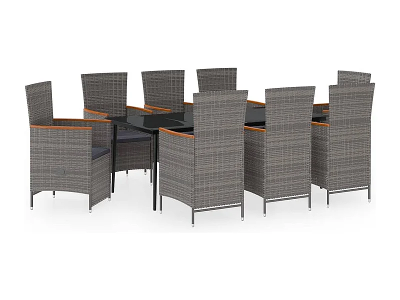 Florissant  Juego de comedor de jardín 9 pzas con cojines gris