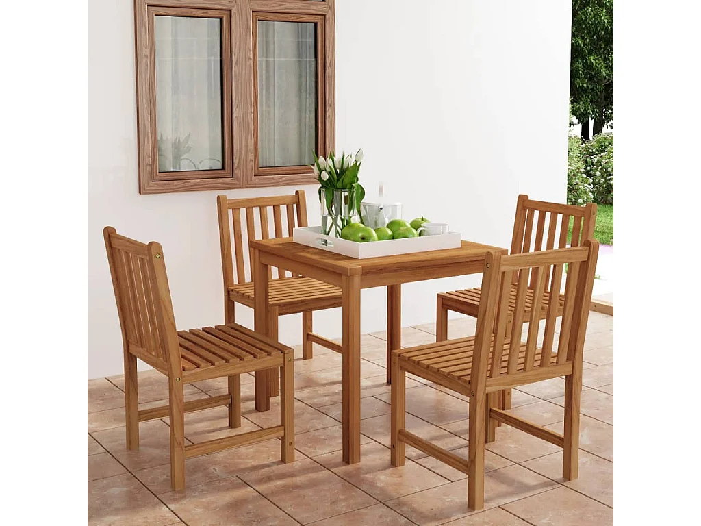 Uldum  Ensemble de salle à manger de jardin 5 pièces 80 x 80 cm en bois de teck massif