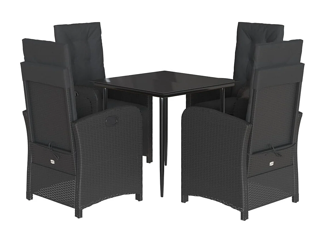 Claggan  5-delige Tuinset met kussens poly rattan zwart