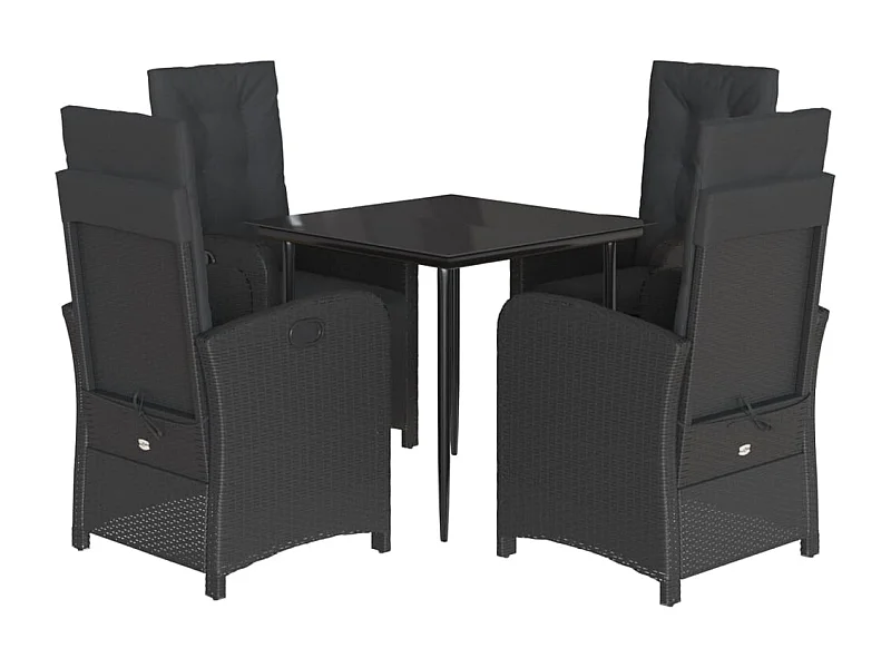 Claggan  5-delige Tuinset met kussens poly rattan zwart