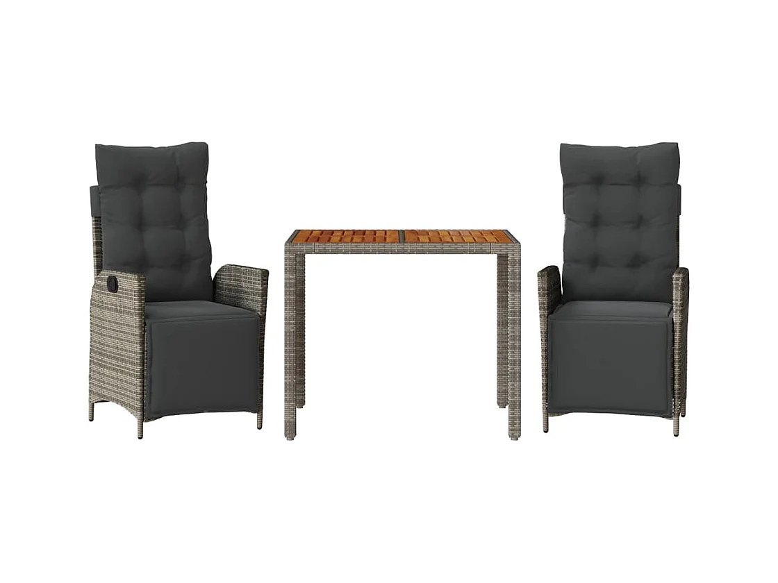 Elviraa  Ensemble à manger de jardin 3 pcs coussins gris résine tressée