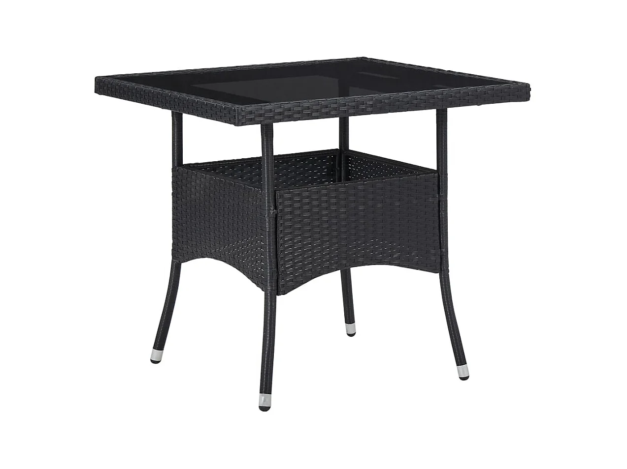 Deerlijk  5-delige Tuinset poly rattan en glas zwart