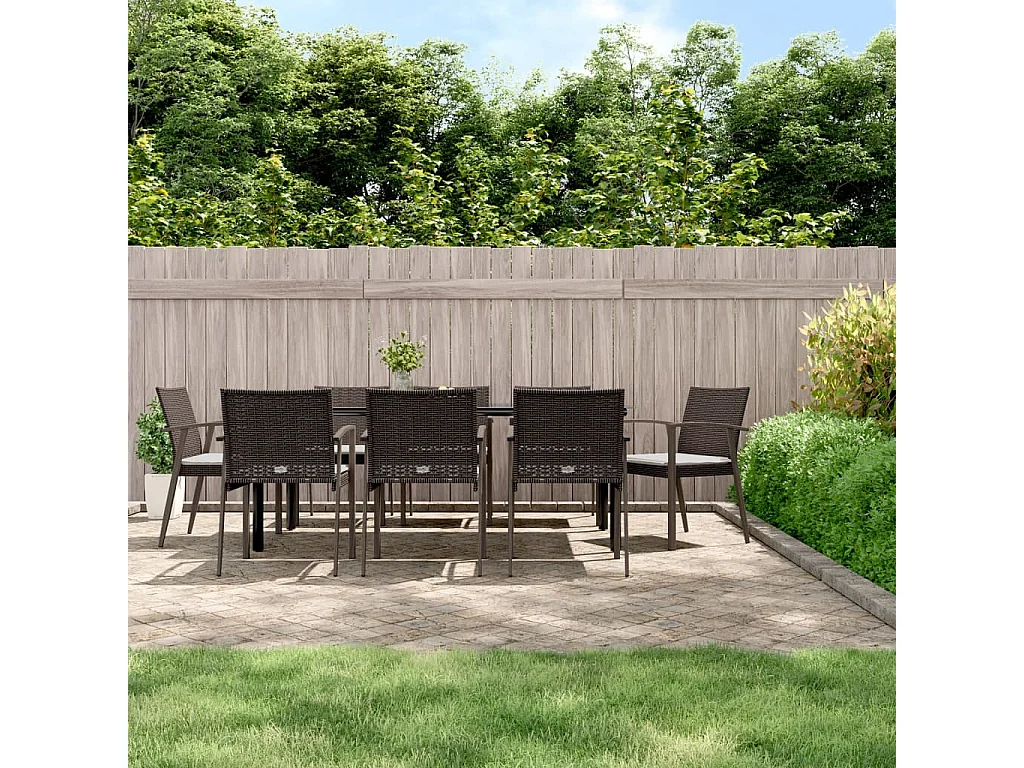 Ephrata  Ensemble à manger de jardin 9 pcs coussins résine tressée acier