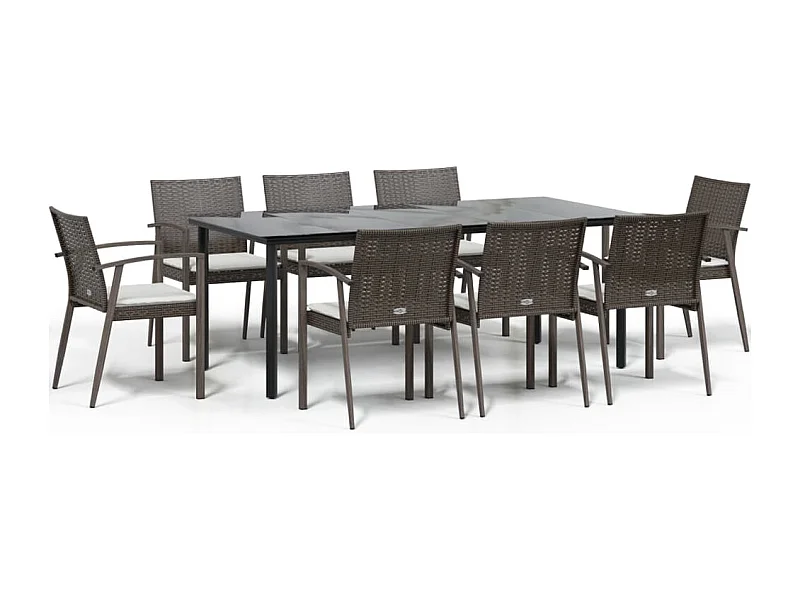 Ephrata  Ensemble à manger de jardin 9 pcs coussins résine tressée acier