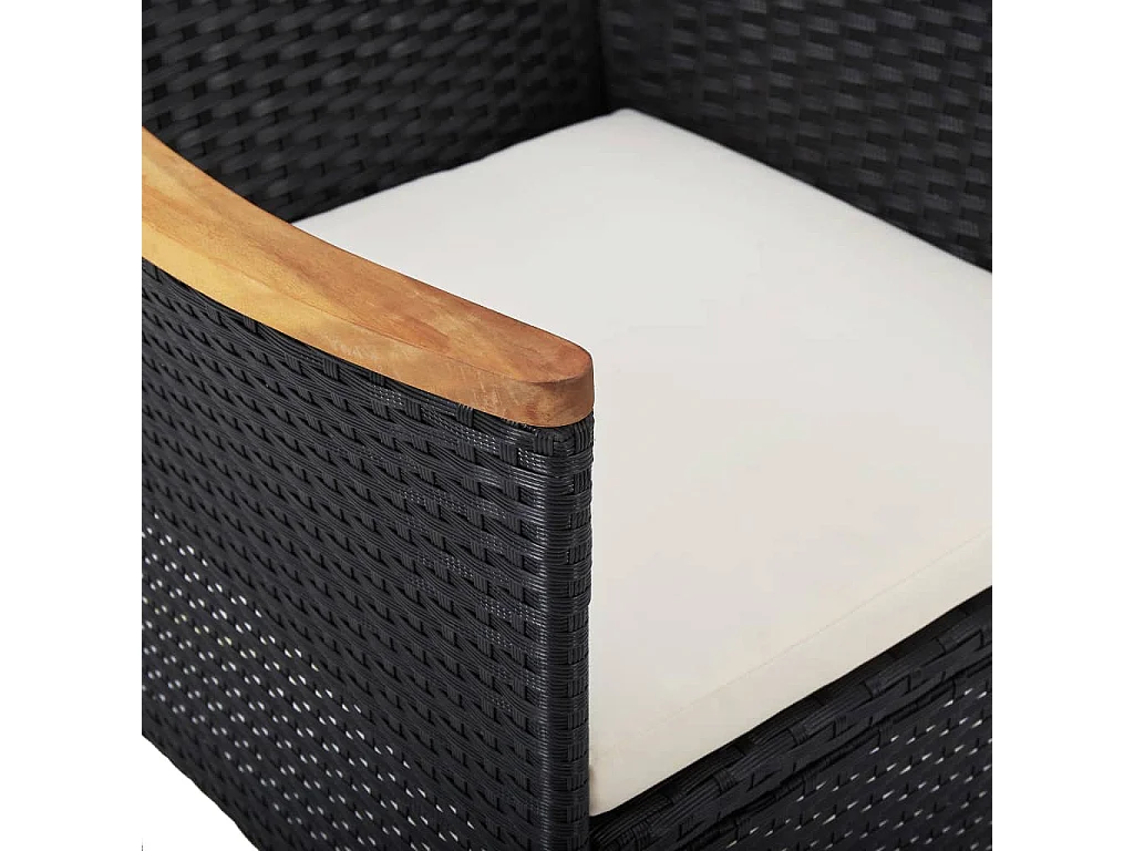 Løgumkloster  5-delige Tuinset poly rattan en acaciahout zwart