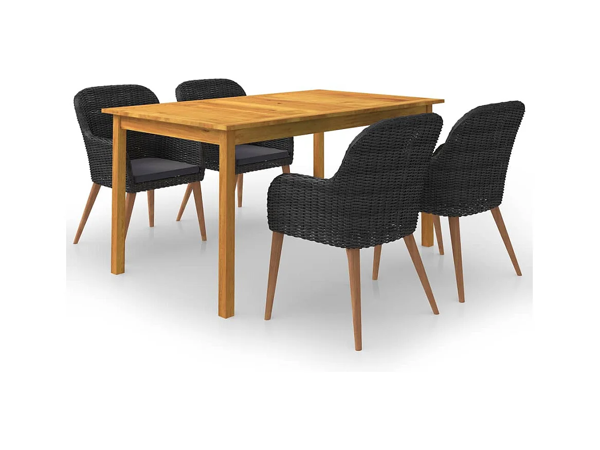 Brynvar  Ensemble à manger de jardin 5 pcs Noir