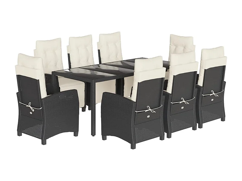 Vrikja  9-delige Tuinset poly rattan zwart