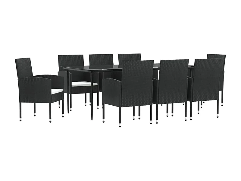 Lazzaro  Ensemble à manger de jardin 9 pcs noir résine tressée et acier
