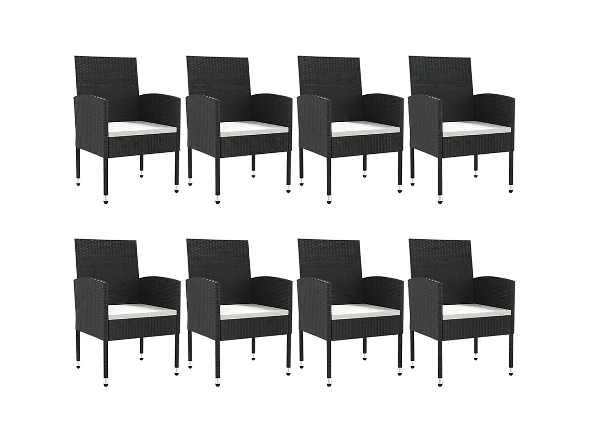 Lazzaro  Ensemble à manger de jardin 9 pcs noir résine tressée et acier