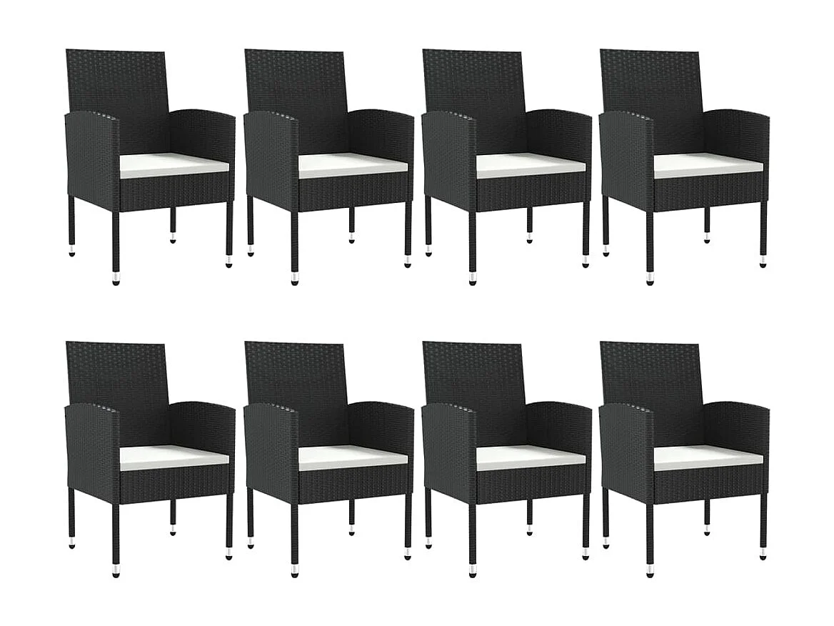 Lazzaro  9-delige Tuinset poly rattan en staal zwart