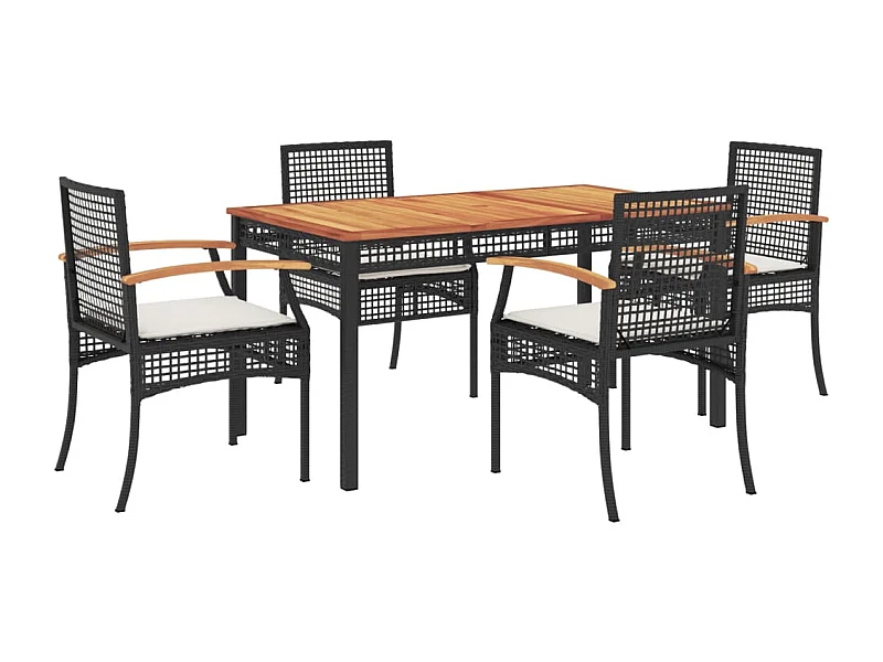 Clermont-Ferrand  Ensemble à manger de jardin coussins 5pcs Noir Résine tressée