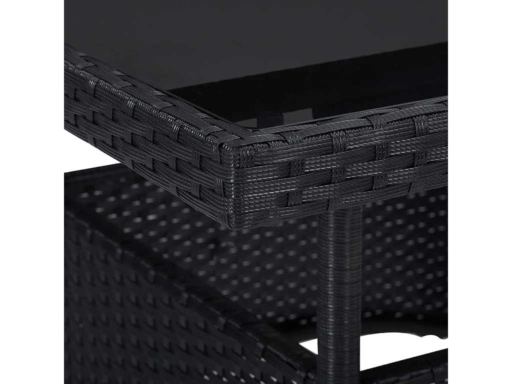 Løgumkloster  Ensemble à manger de jardin 5 pcs Noir Résine tressée et acacia