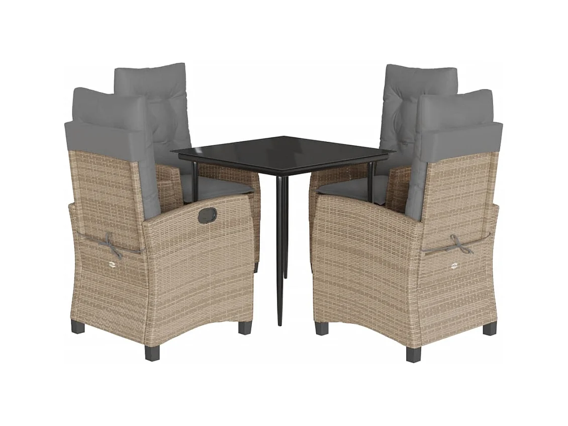 Rochester  5-delige Tuinset met kussens poly rattan gemengd beige