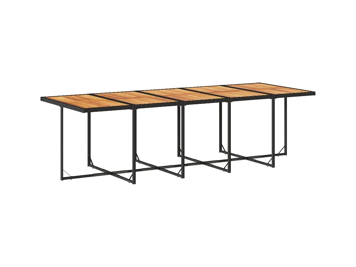 An Daingean  Set comedor de jardín con cojines 13 pzas ratán sintético negro