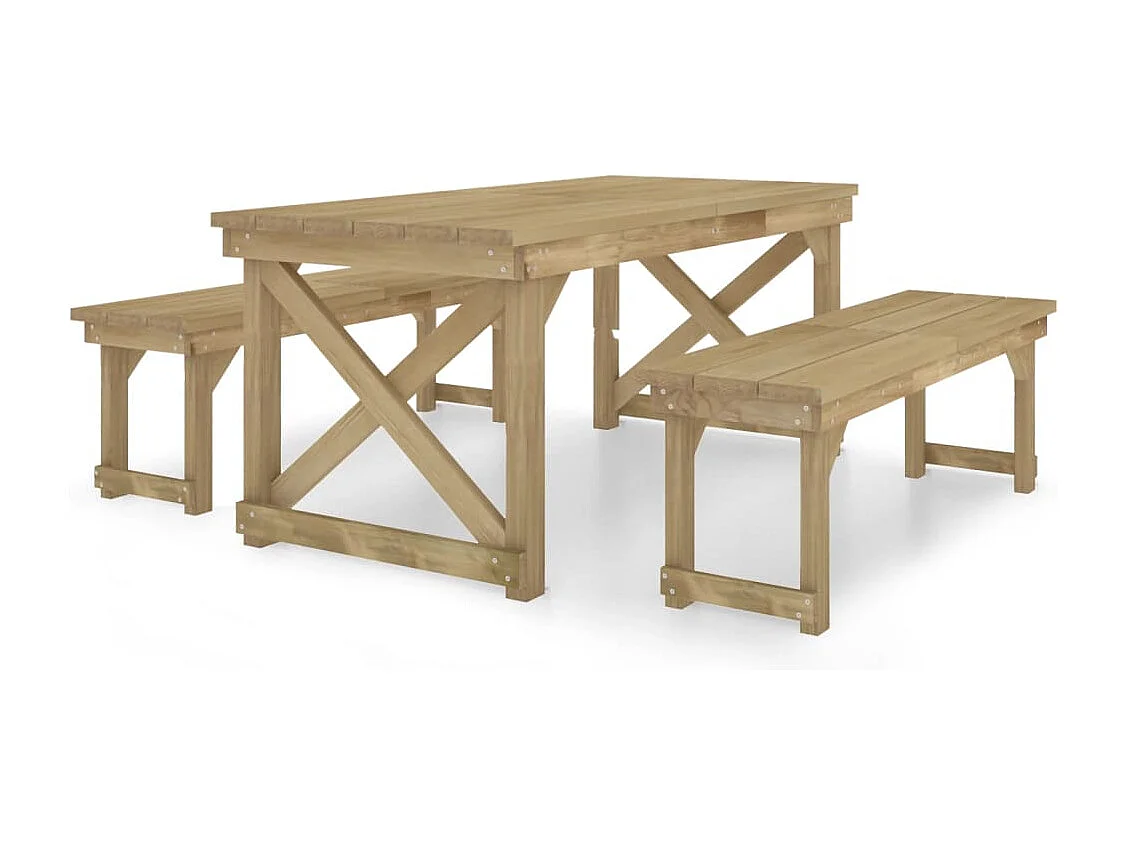 Garden Furniture -  3-delige Tuinset geïmpregneerd massief grenenhout