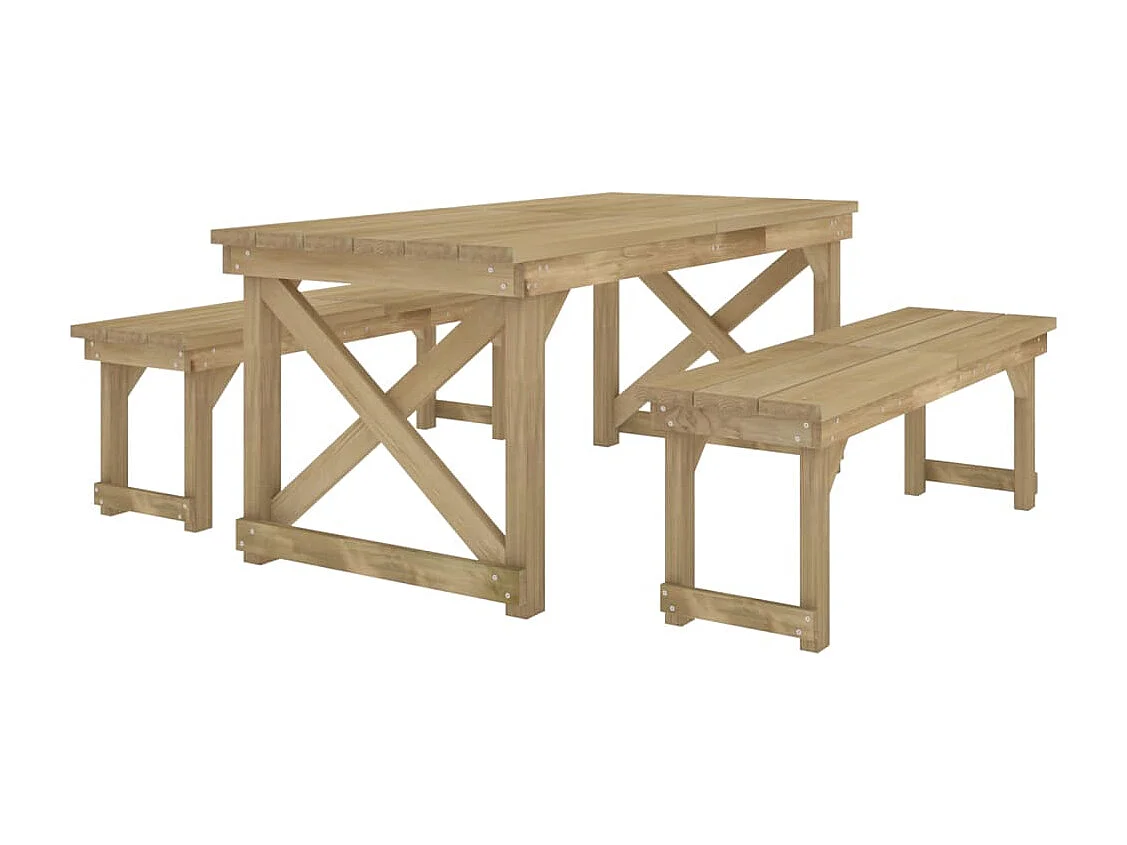 Garden Furniture -  3-delige Tuinset geïmpregneerd massief grenenhout