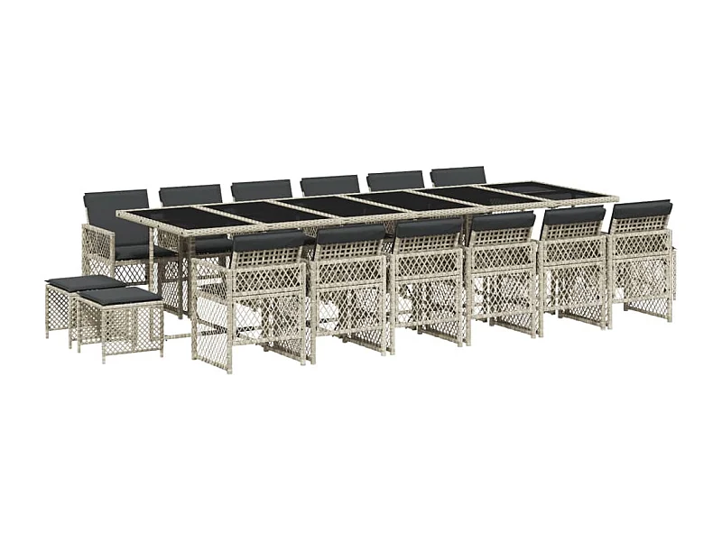 Lubbeek  17-delige Tuinset met kussens poly rattan lichtgrijs