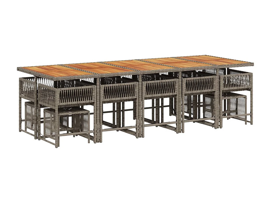 Xeli  15-delige Tuinset met kussens poly rattan grijs