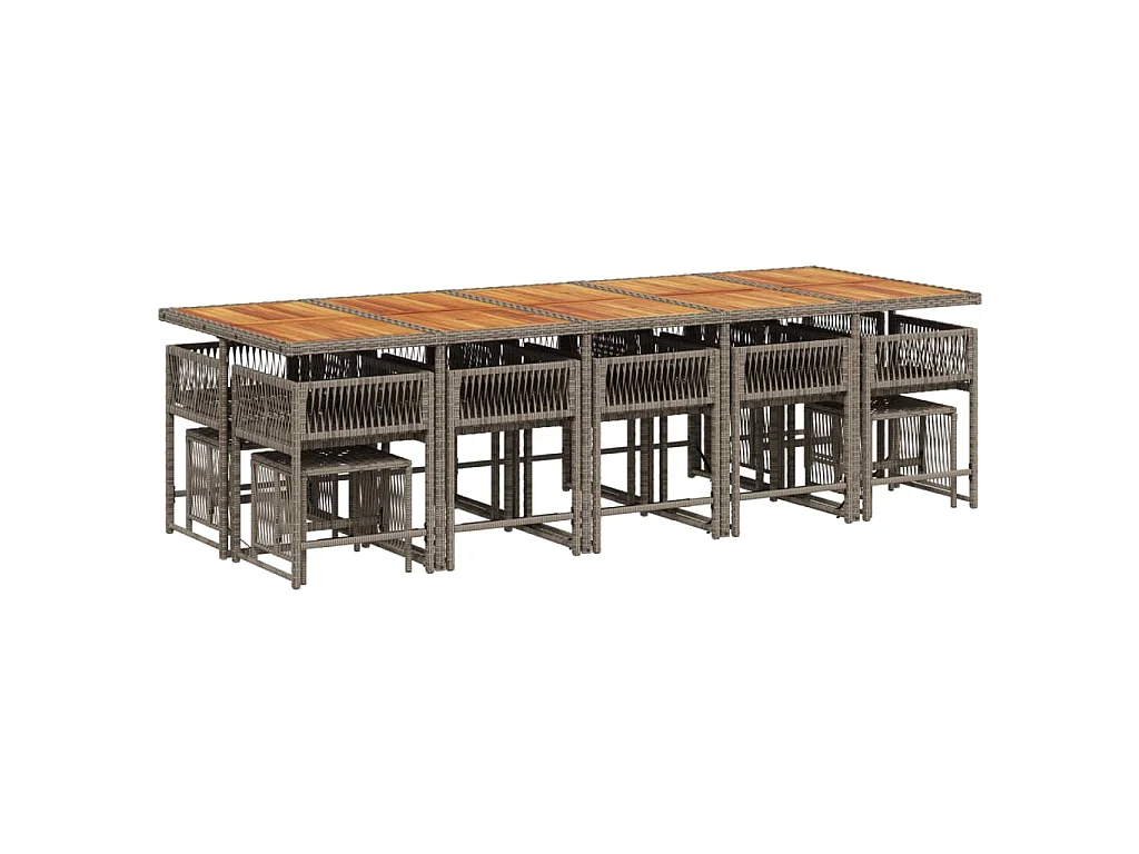 Xeli  15-delige Tuinset met kussens poly rattan grijs
