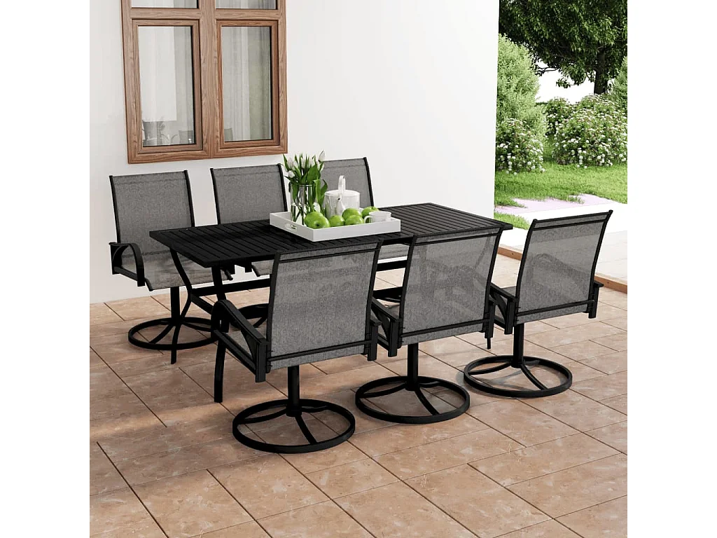 Prolenta Premium -  Ensemble à manger de jardin 7 pcs textilène et acier