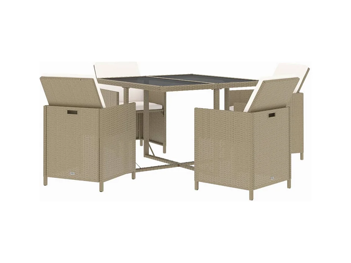 Hugo  5-delige Tuinset met kussens poly rattan beige