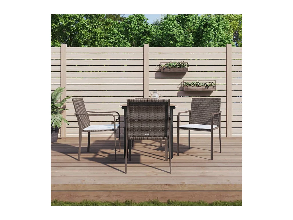 Leonie  Juego comedor jardín 5 piezas y cojines ratán sintético y acero