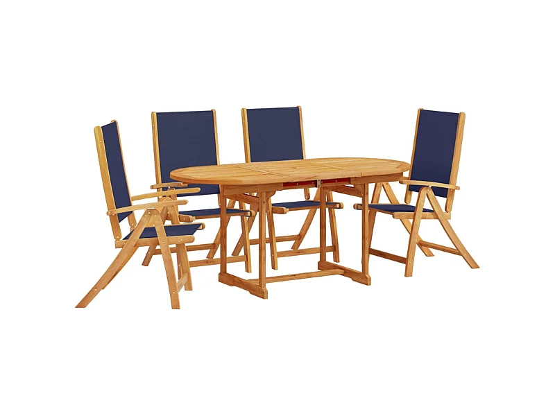 Carrizo Springs  Ensemble à manger de jardin 5pcs bois d'acacia solide textilène