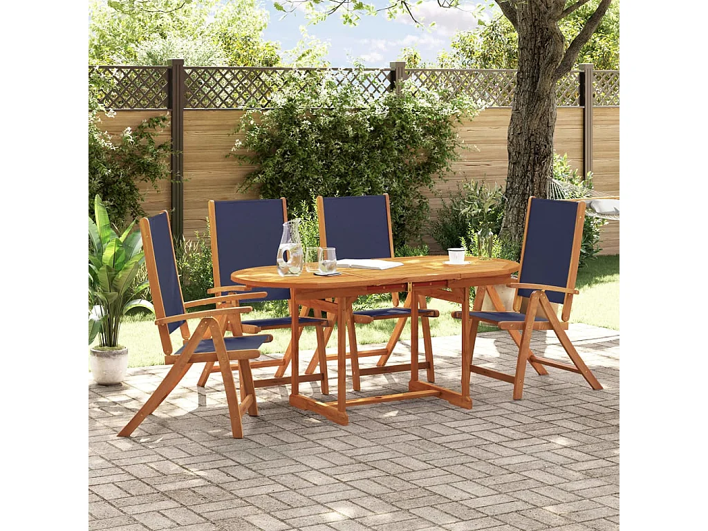 Carrizo Springs  Ensemble à manger de jardin 5pcs bois d'acacia solide textilène