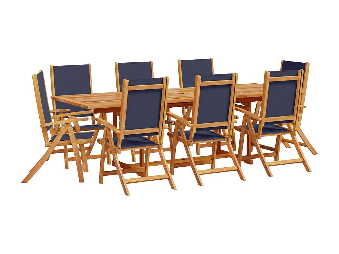 Bussum  Juego comedor de jardín 9 pzas madera maciza acacia y textileno