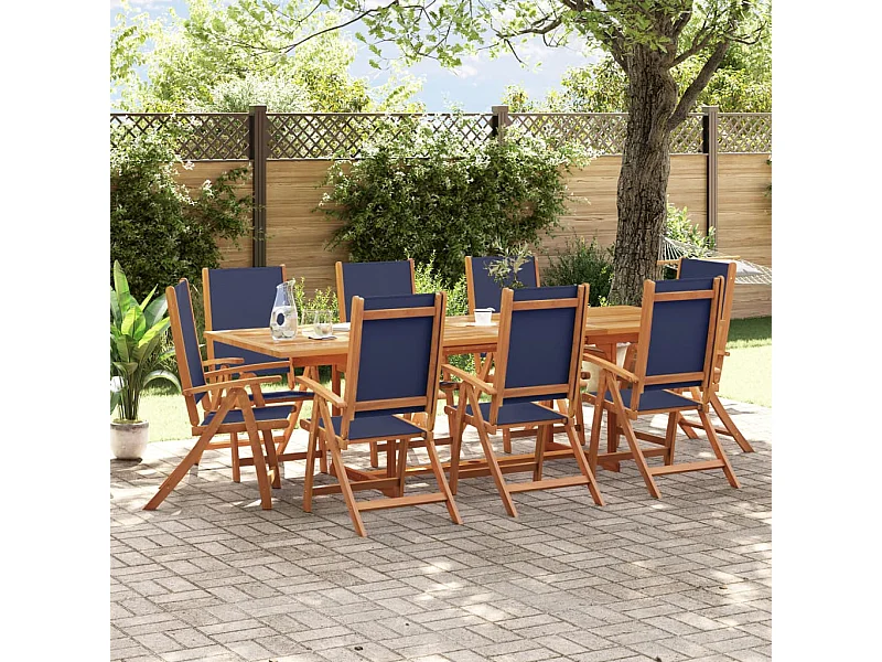 Bussum  9-delige Tuinset massief acaciahout en textileen