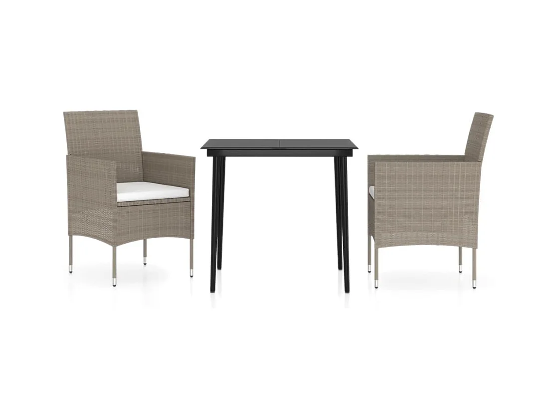 Cesarino  Ensemble à manger de jardin avec coussins 3 pcs Beige et noir