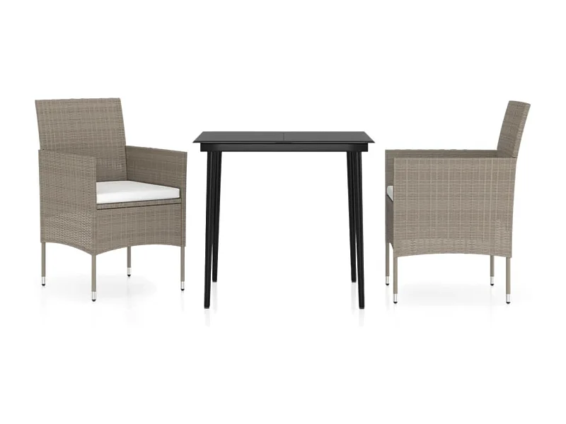Cesarino  Juego de comedor de jardín 3 piezas con cojines beige y negro