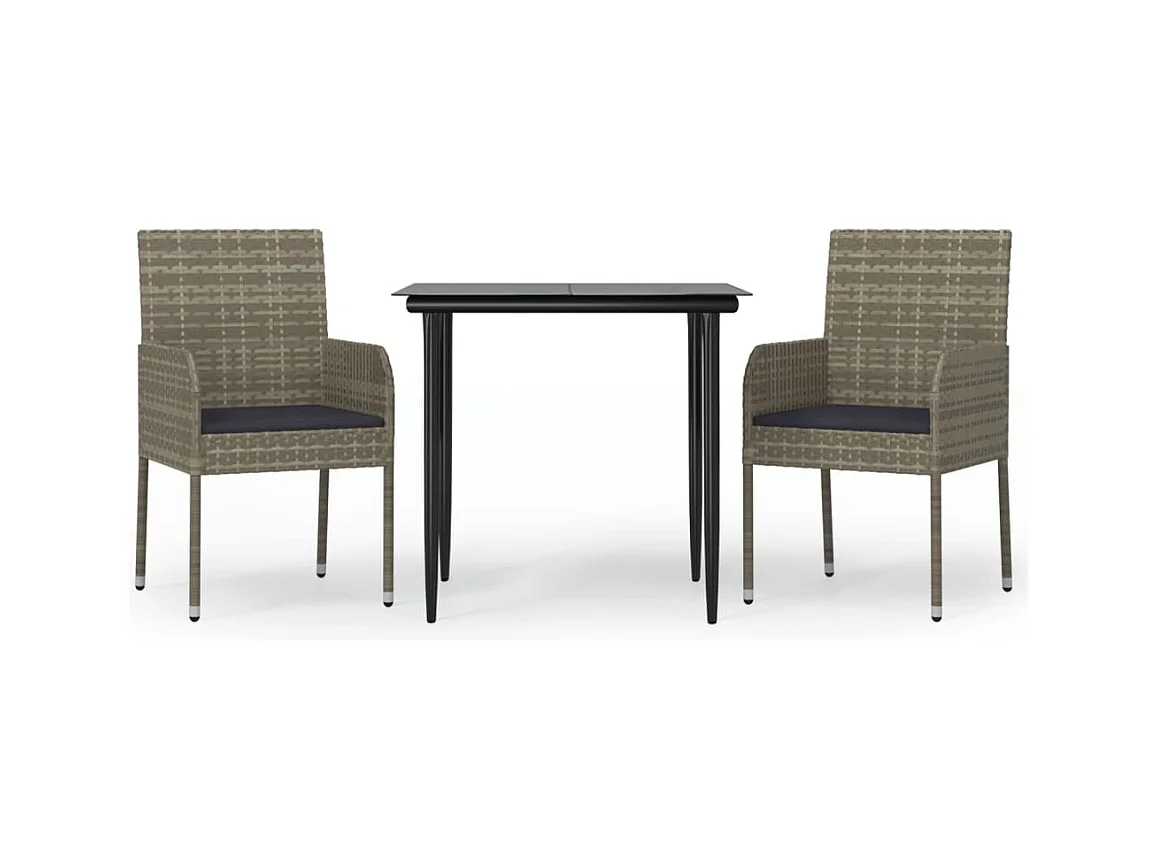 Santo Stefano di Camastra  Ensemble à manger jardin 3pcs avec coussins noir et gris