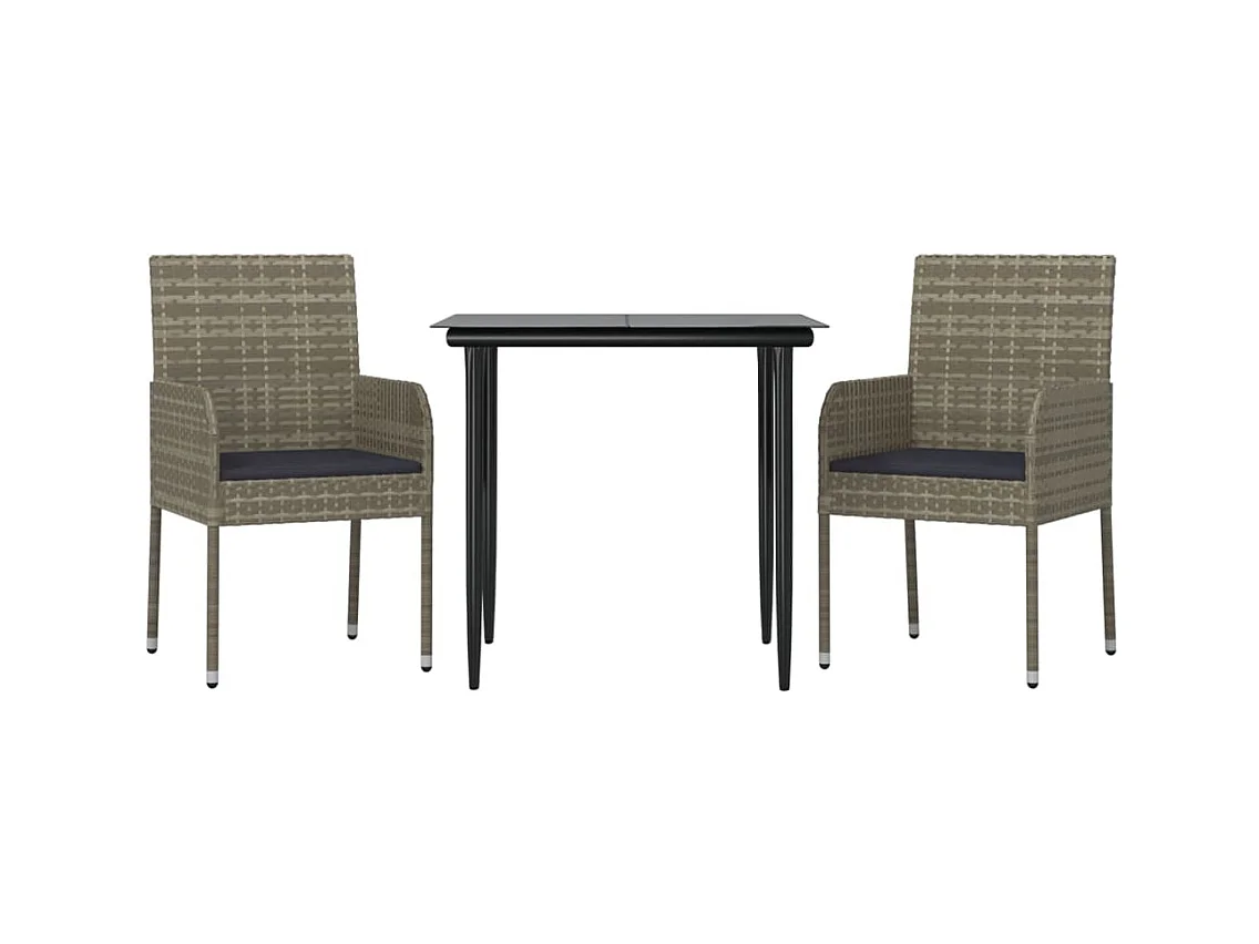 Santo Stefano di Camastra  Ensemble à manger jardin 3pcs avec coussins noir et gris