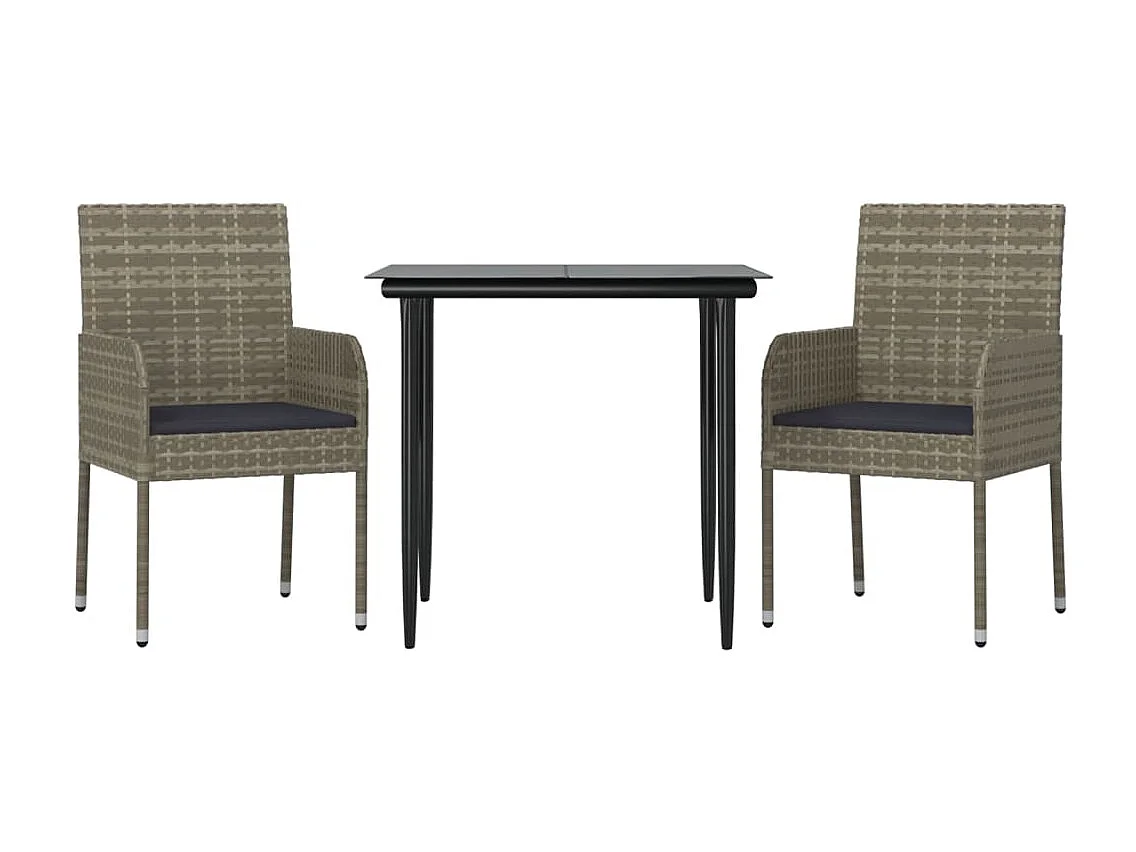 Santo Stefano di Camastra  Ensemble à manger jardin 3pcs avec coussins noir et gris