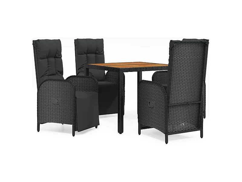 Afragola  Set de muebles jardín 5 pzas con cojines ratán sintético negro