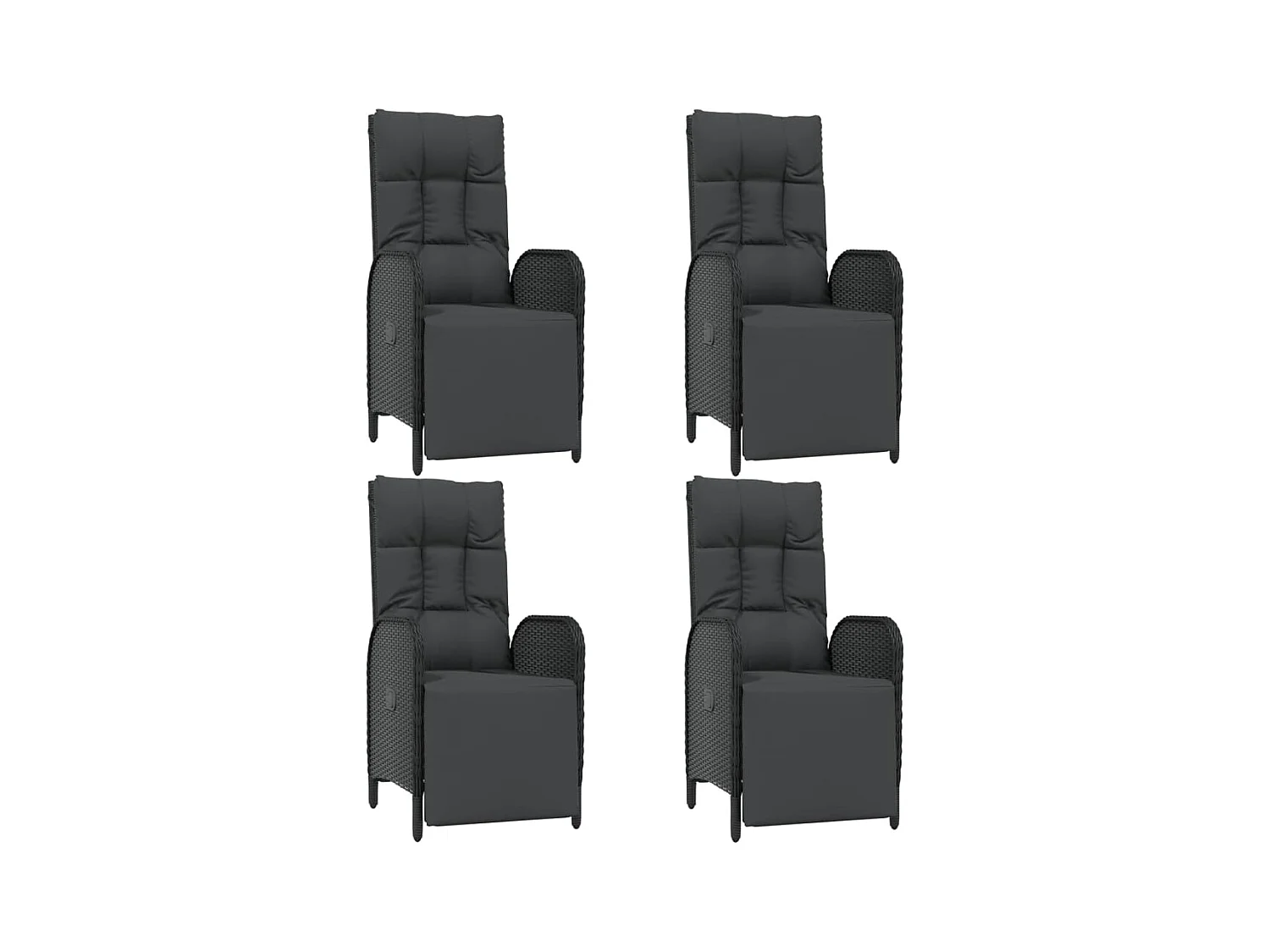 Afragola  Ensemble à manger de jardin coussins 5pcs Noir Résine tressée