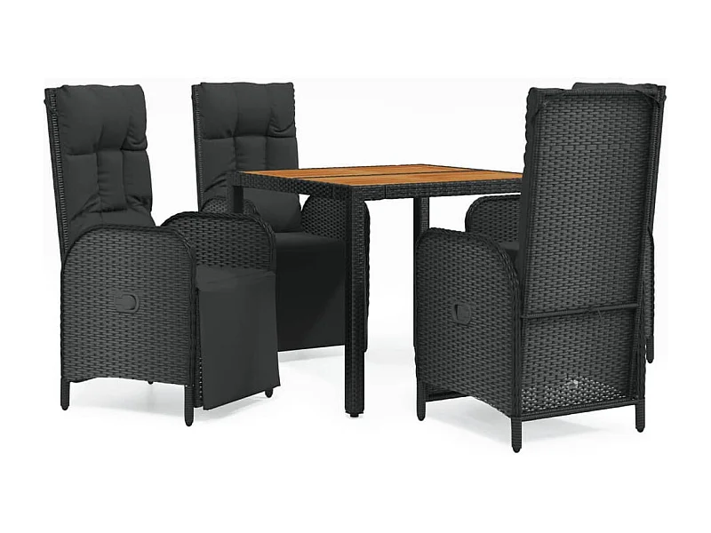 Afragola  Set de muebles jardín 5 pzas con cojines ratán sintético negro