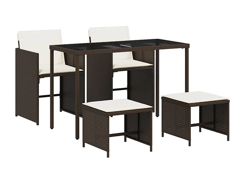 Kelior  Set comedor de jardín 5 piezas y cojines ratán sintético marrón