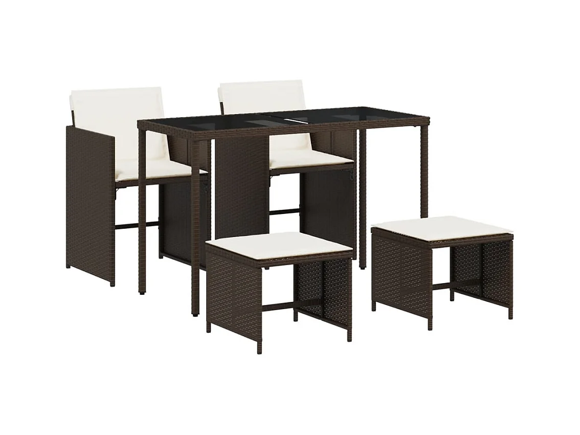 Kelior  Set comedor de jardín 5 piezas y cojines ratán sintético marrón