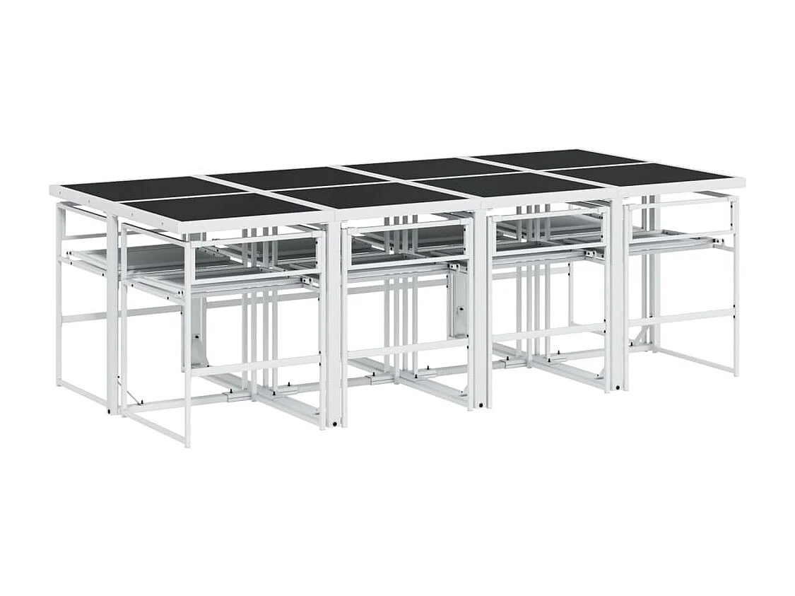 Bardstown  Ensemble à manger de jardin avec coussins 9 pcs blanc textilène