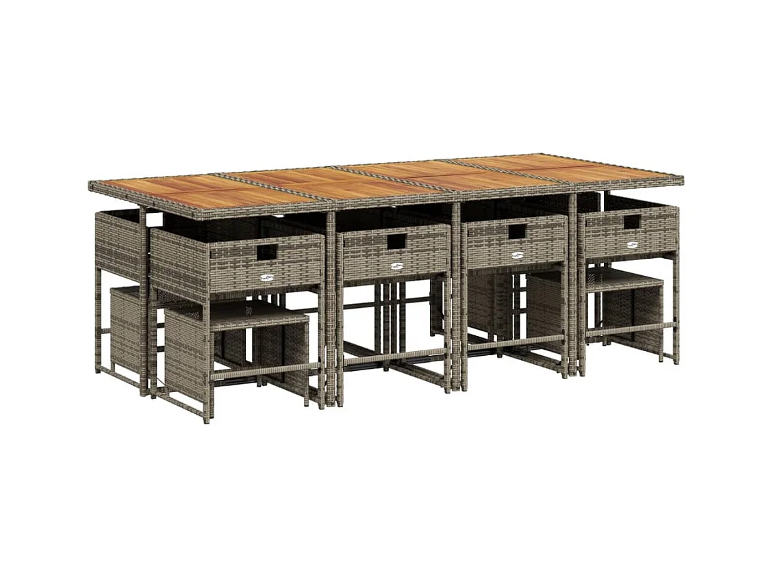 Kirkland  Ensemble à manger de jardin coussins 13 pcs gris résine tressée