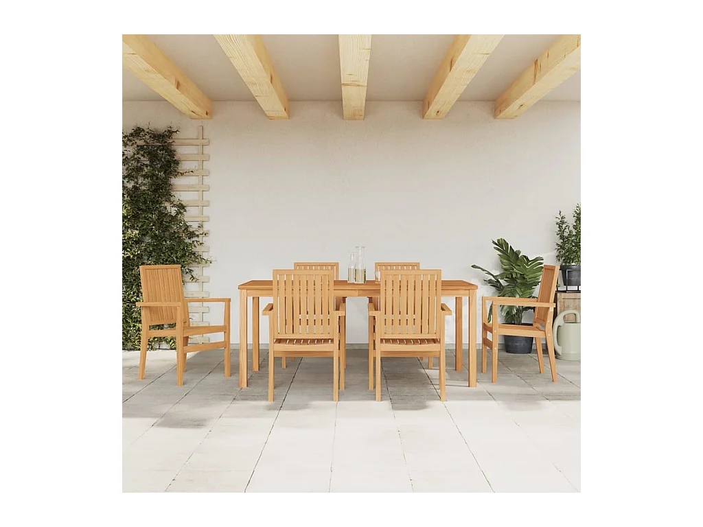 Garden Furniture -  Ensemble à manger de jardin 7 pcs Bois de teck solide