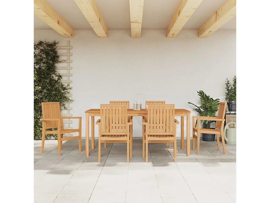 Garden Furniture -  Ensemble à manger de jardin 7 pcs Bois de teck solide