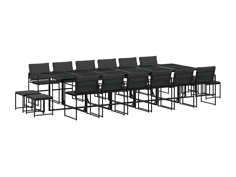 Myrena  Ensemble à manger de jardin avec coussins 17 pcs noir textilène