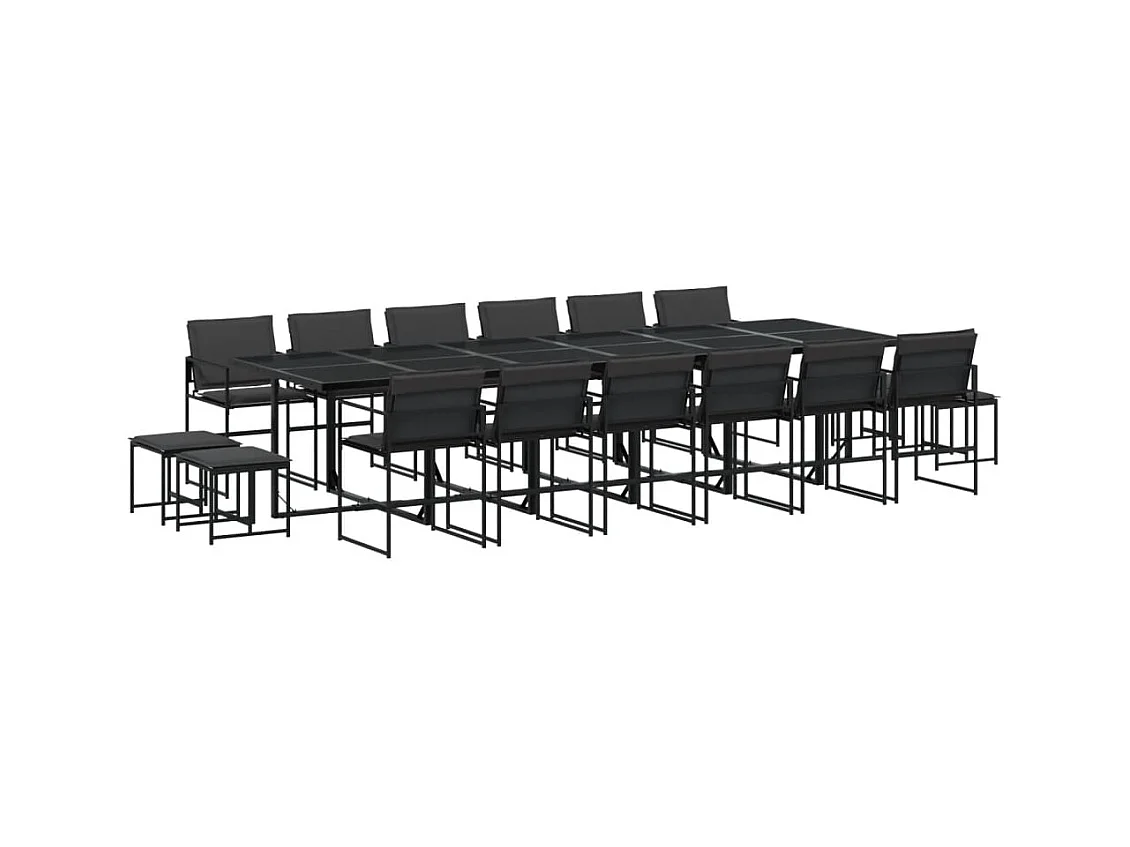 Myrena  Ensemble à manger de jardin avec coussins 17 pcs noir textilène