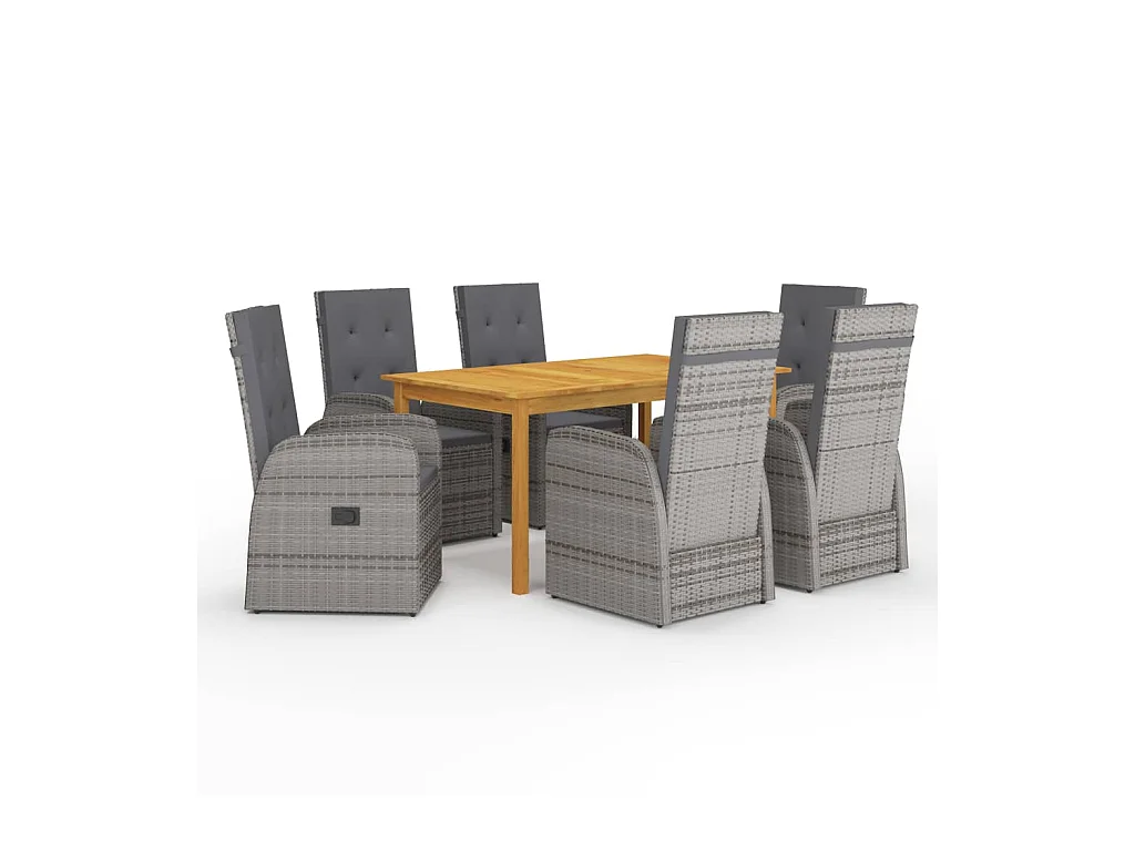 Derrik  Ensemble à manger de jardin 7 pcs Gris