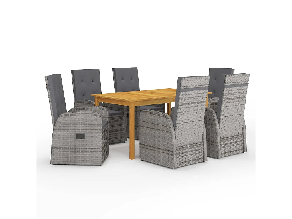 Derrik  Ensemble à manger de jardin 7 pcs Gris