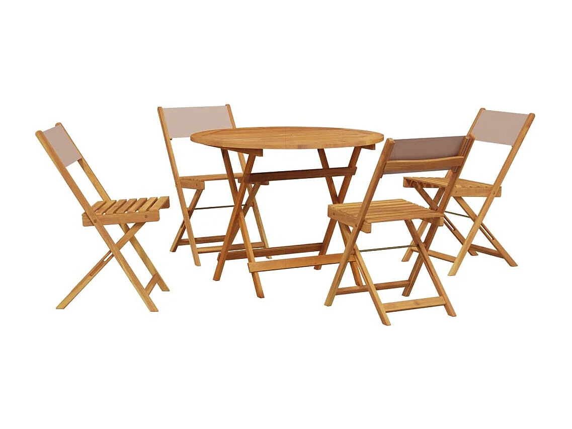 Bay Minette  Ensemble à manger de jardin 5 pcs taupe tissu et bois massif