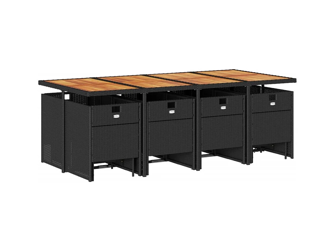 Bonno  13-delige Tuinset met kussens poly rattan zwart